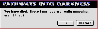 Banshee Death Dialog box